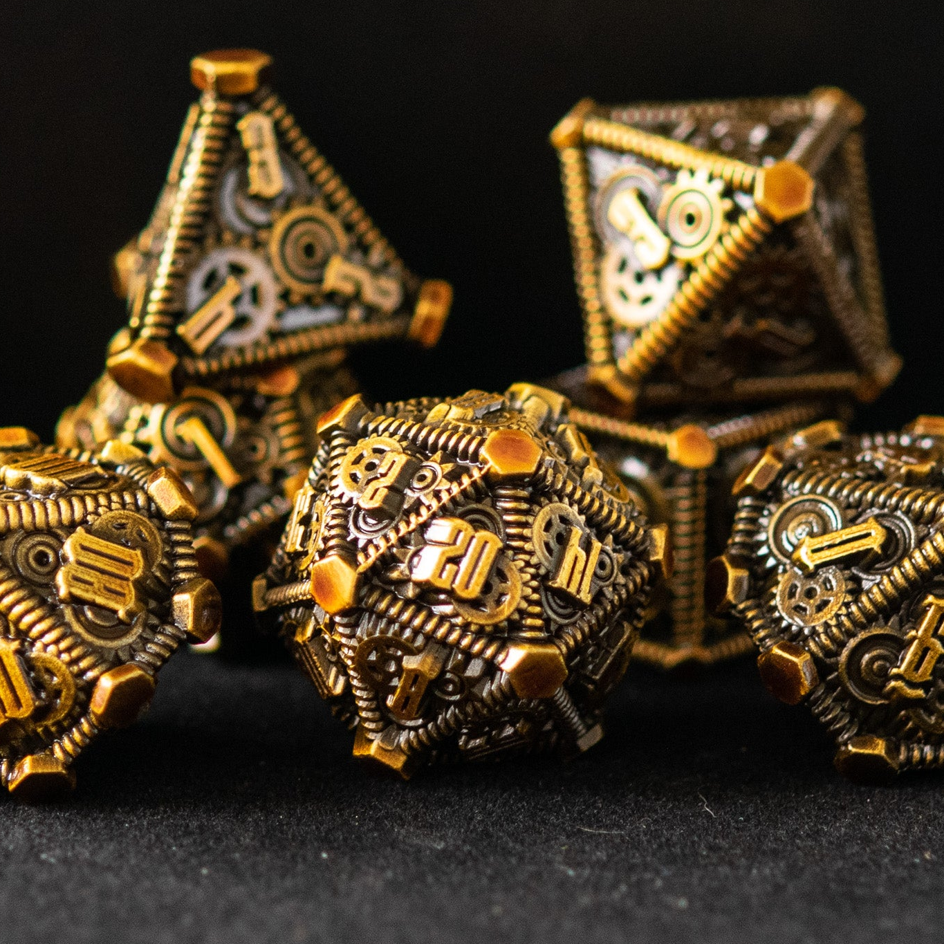 Rustic Brass - Weird West Wasteland Metal Dice Set