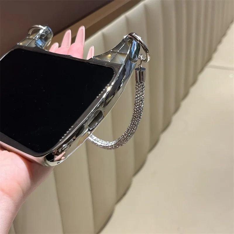 Fashion Cute Black Kitty Hand Bag Phone Case For iPhone