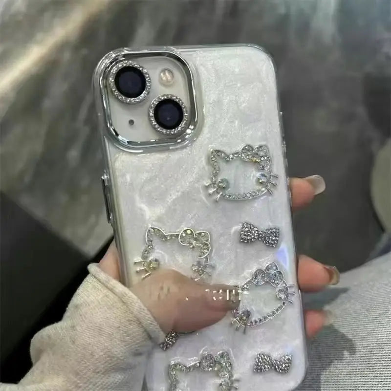 Hello Kitty Anime Diamond Three-dimensional Chain Phone Case For iPhone