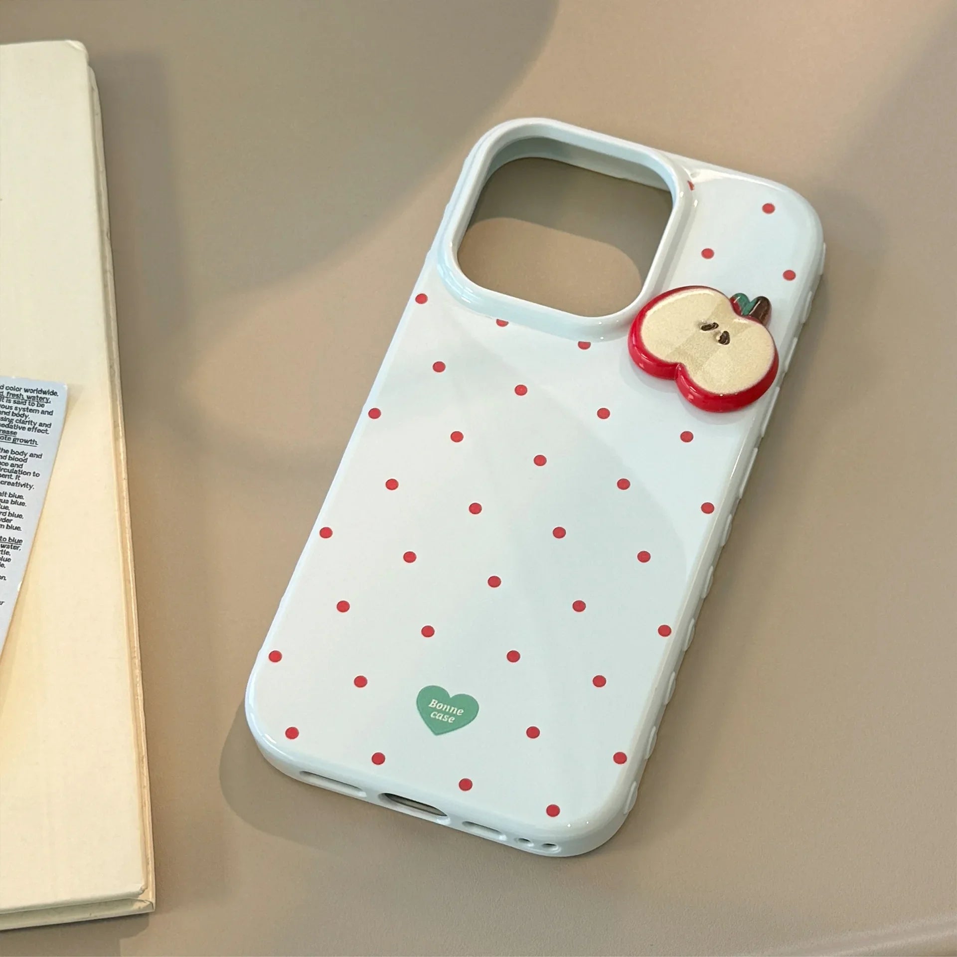 Korean Cute 3D Cartoon Apple Slices Red Polka Dot Soft Phone Case For iPhone