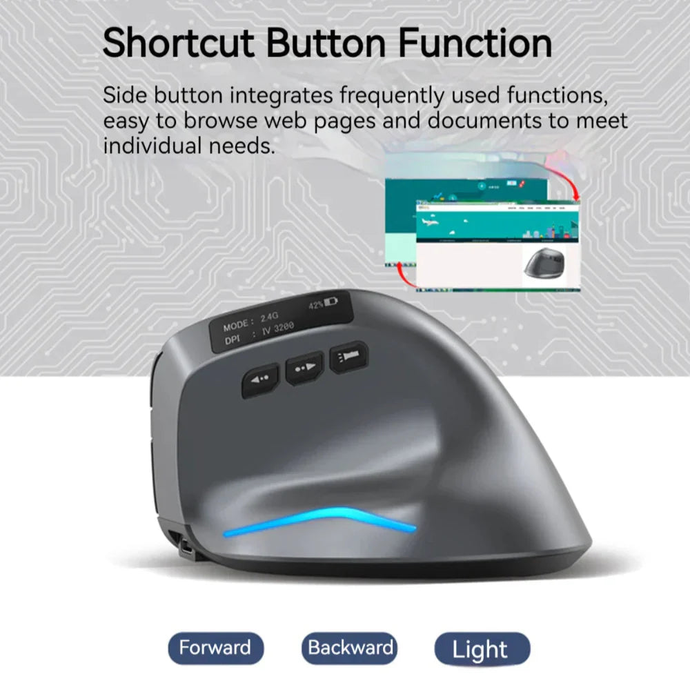 Dual Mode Wireless Adjustable DPI Vertical Office Mouse