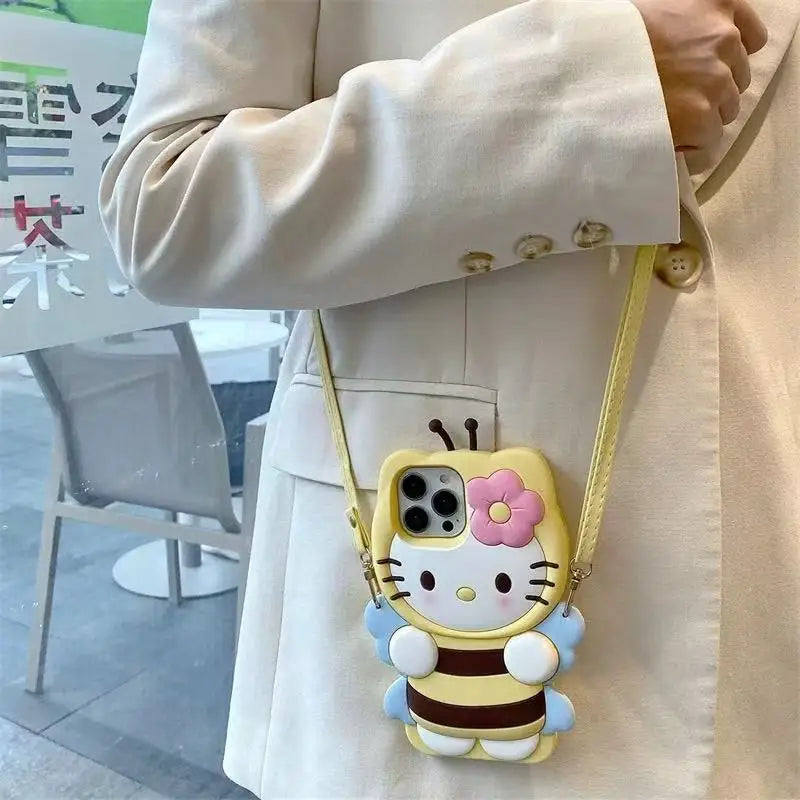 3D Hello Kitty Bee Honey Phone Case For iPhone