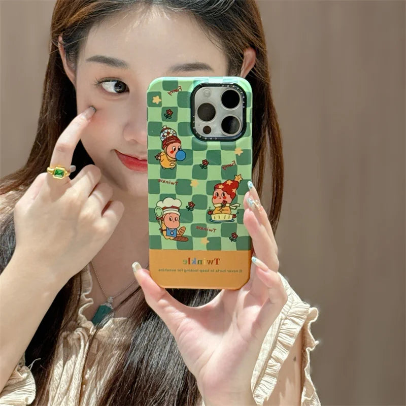 Fashion Green Plaid Pattern Magnetic Phone Case For iPhone