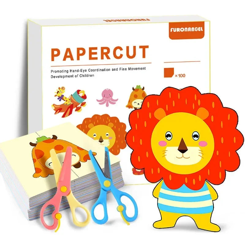 Cartoon Colorful Paper Folding & Cutting Toy Set