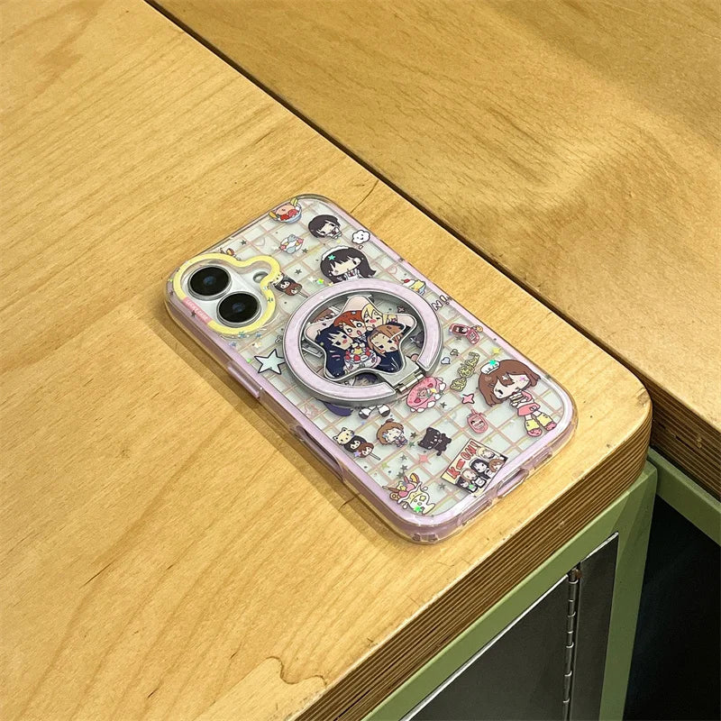 Japanese Cartoon Anime Girls Magnetic Phone Case For iPhone