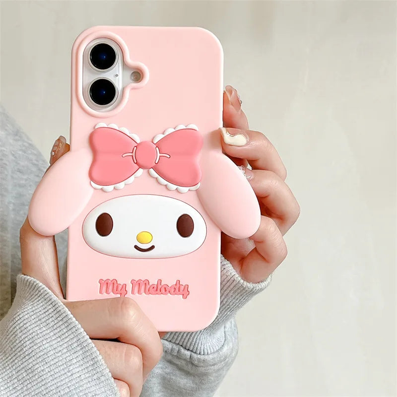 3D Kawaii Cartoon Pink Bowknot My Melody Phone Case For iPhoneCover
