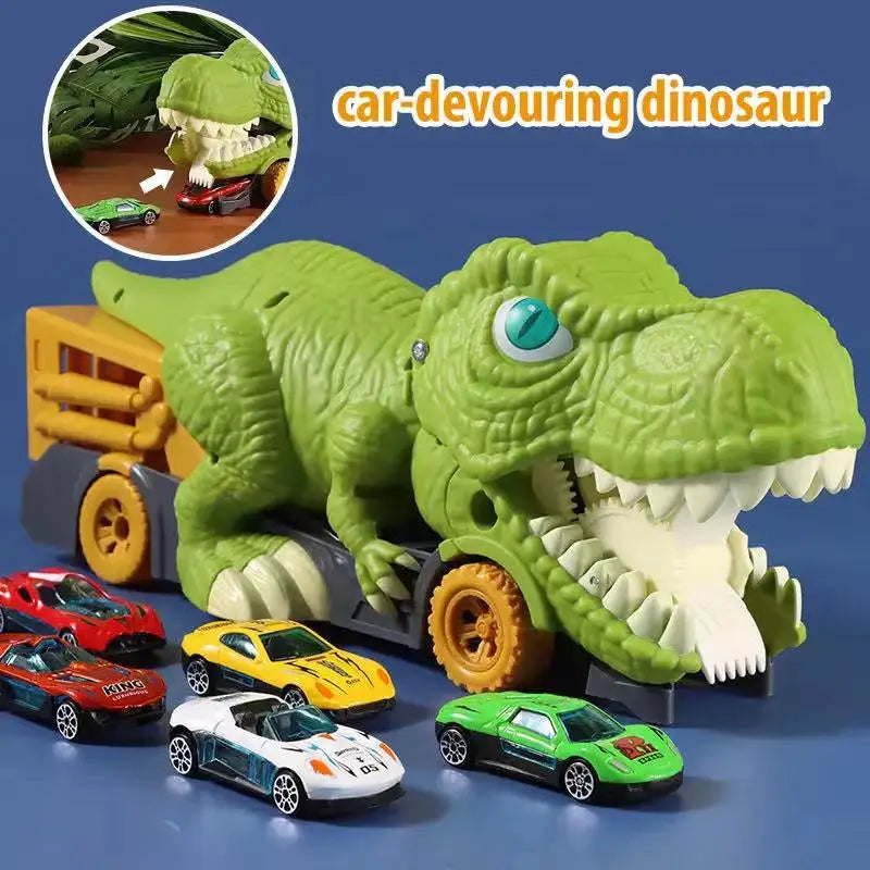 Dinosaur Carrier Truck Toy Set – Racing Track for Kids