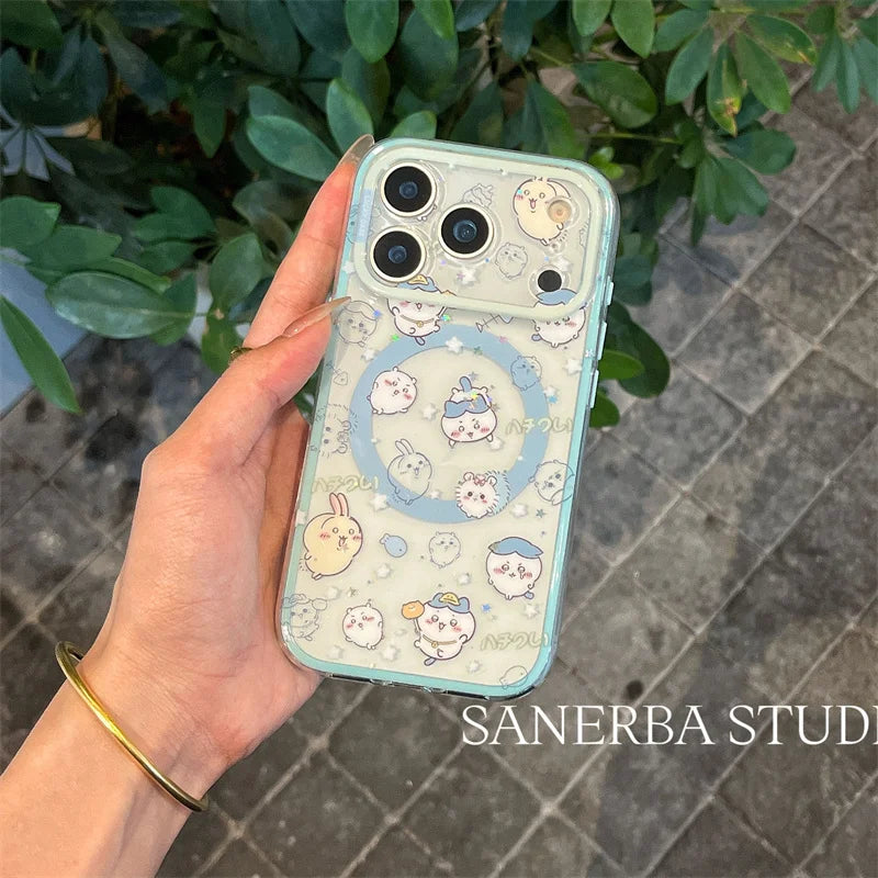 Fashion Cute Cartoon Rabbit Magnetic Phone Case For iPhone