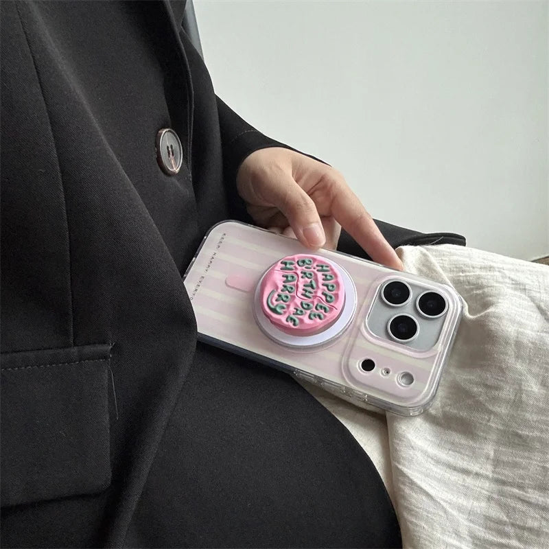 Fashion Pink Purple Stripe Magnetic Phone Case For iPhone