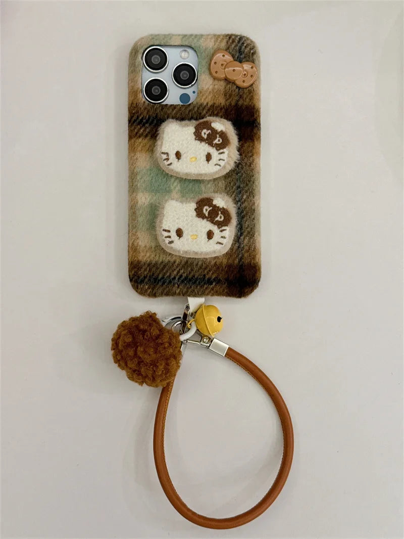 Fashion Winter Plaid Pattern Plush Phone Case For iPhone