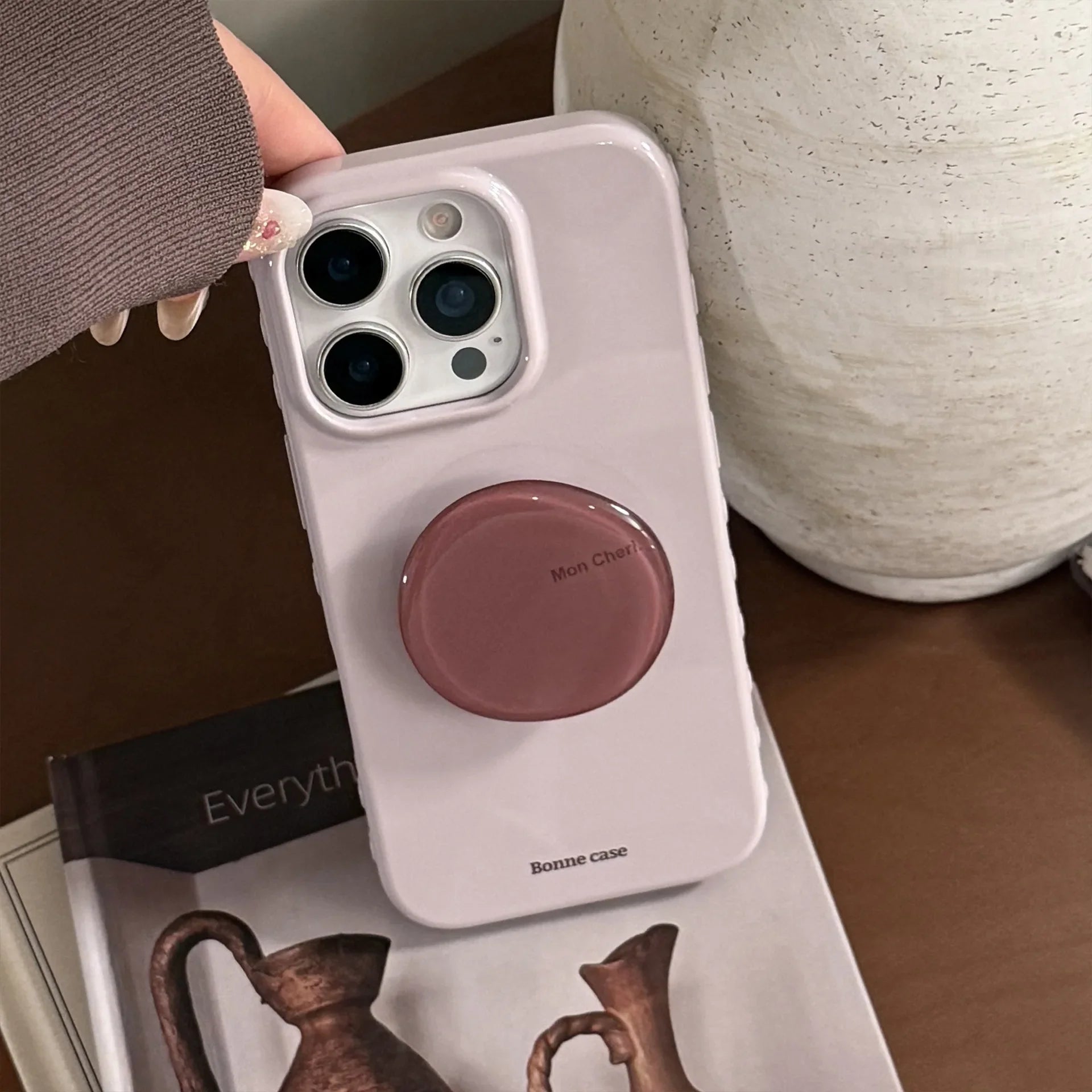 Korean Style Simple Solid Colors With Bracket Soft Phone Case For iPhone