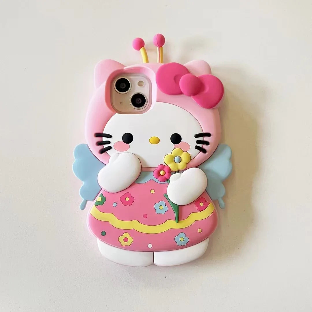 Kawaii Pink Bee Sanrios Hello Kitty Stereoscopic Phone Case