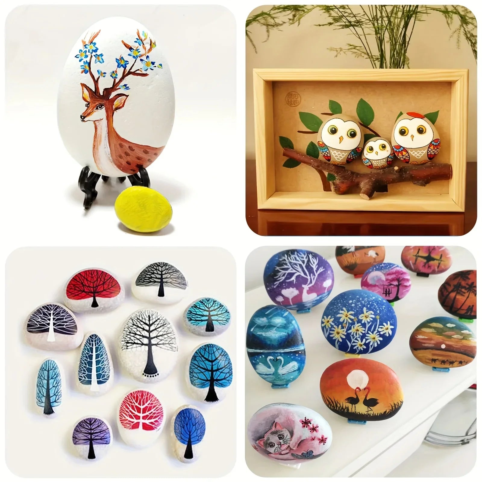 Hand-Painted River Stones – DIY Art & Garden Decoration Set (12PCS)