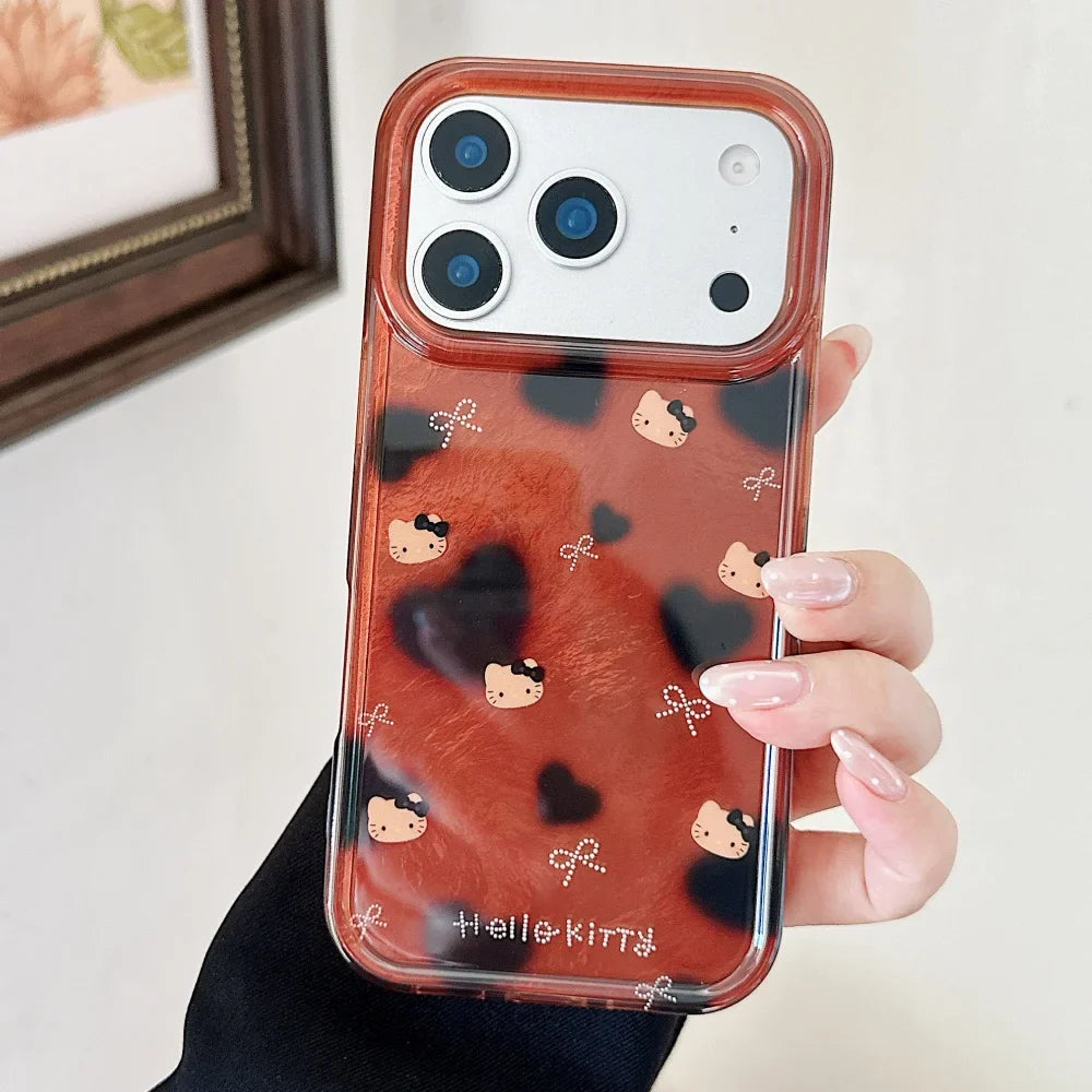 Luxury Cute All Inclusive Brown Bottom Leopard Print Bow Kitty Case Phone For iPhone