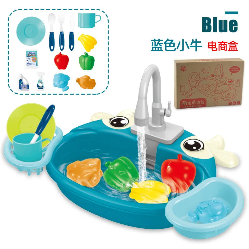 Electric Kitchen Sink Playset – Pretend Dishwasher Toy Set