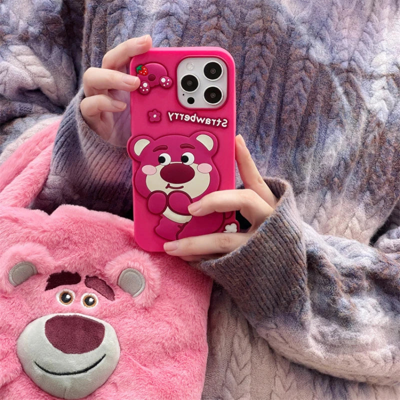 Cute Cartoon Strawberr Bear Phone Case For iPhone