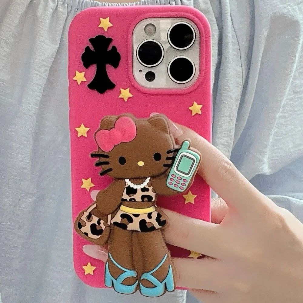 Leather Long Legs Hellokittys Mobile Phone Case Bracket Suitable For iPhone