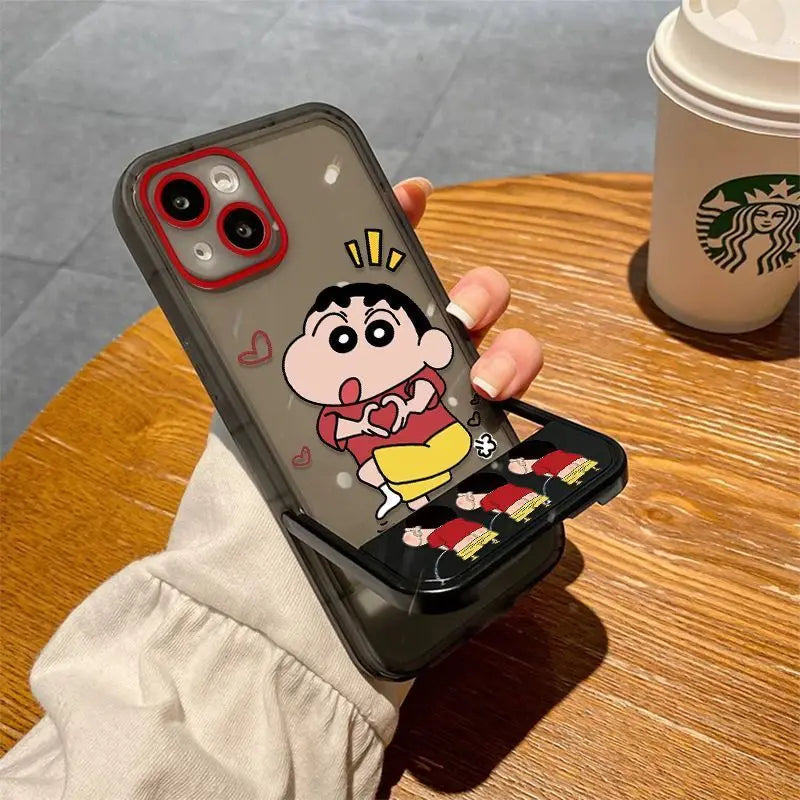 Cartoon Than Heart Shaped Crayon Shin Chan Phone Case For iPhone