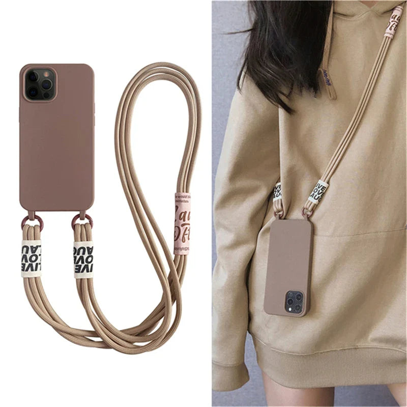 Cord Strap Lanyard Siliocne Phone Case For iPhone