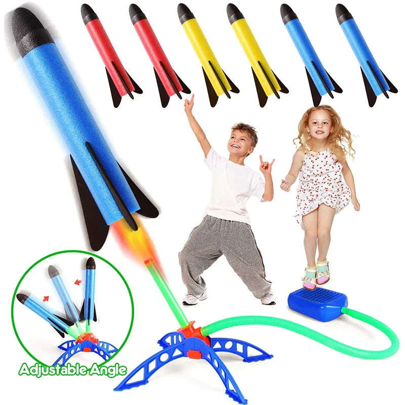 Air Rocket Launcher Toy – Foot Pump Soaring Rocket Set for Kids Outdoor Games
