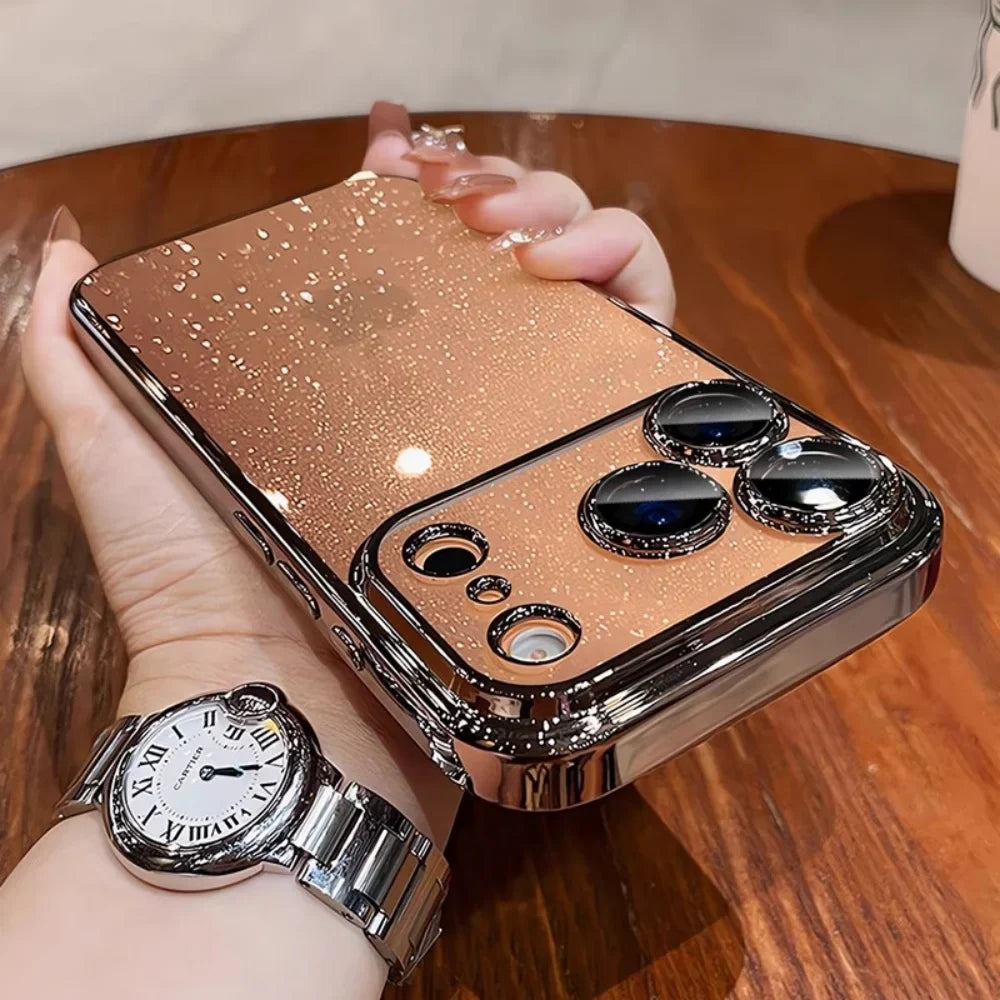 Ultra Thin Slim Plating Transparent Glitter PC Case For iPhone