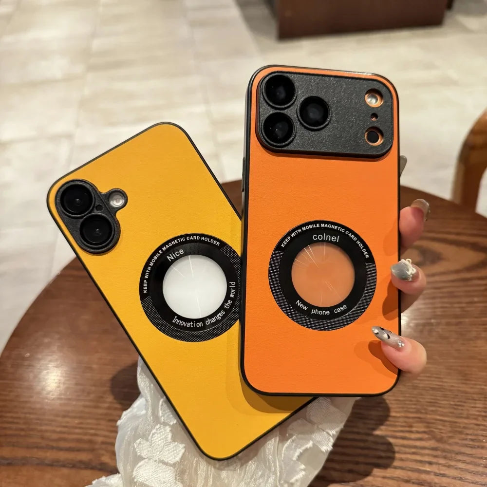 Magsafe Bracket Holder Leather Case For iPhone