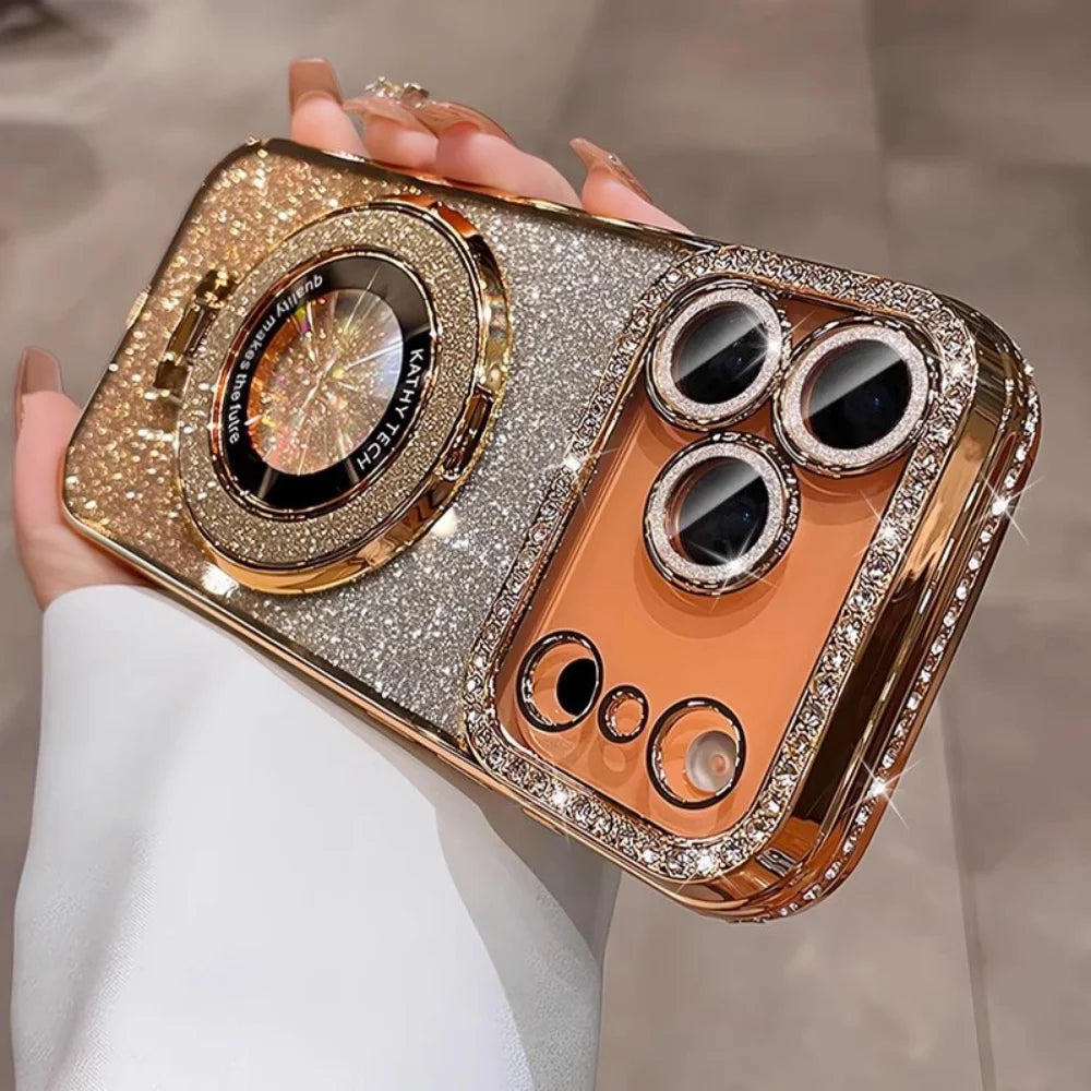 Luxury Plating Diamond Glitter Holder Stand Phone Case For iPhone