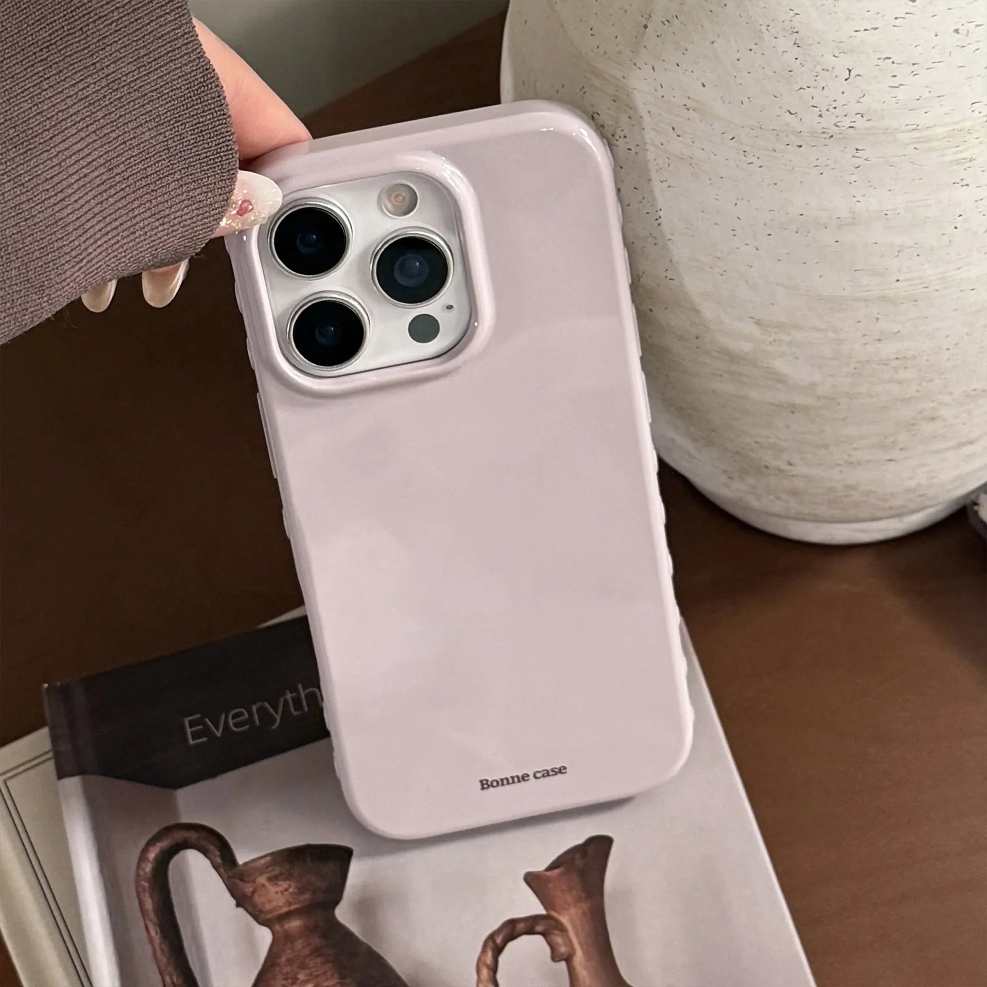Korean Style Simple Solid Colors With Bracket Soft Phone Case For iPhone