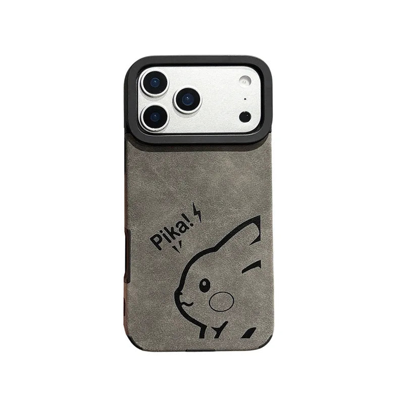 Cute Cartoon Pikachu Leather Texture Magnetic Phone Case For iPhone