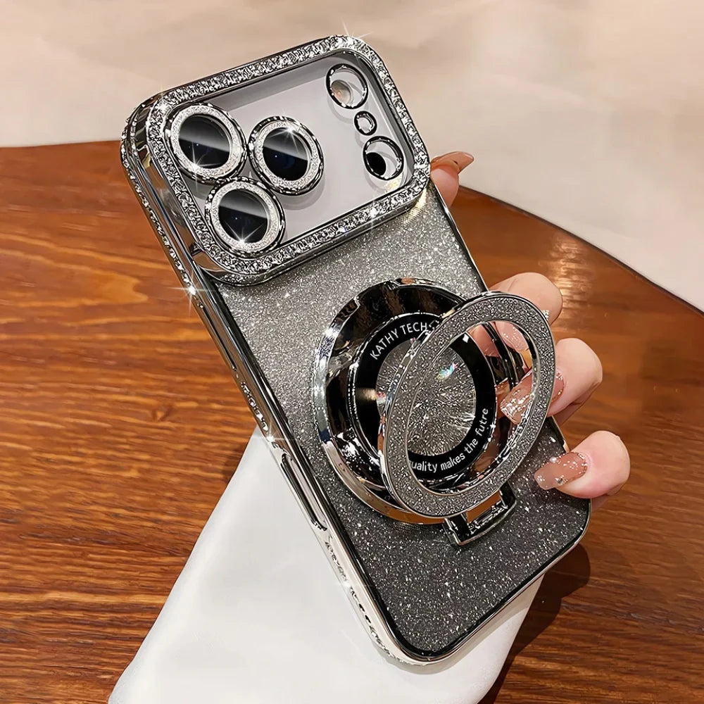 Luxury Plating Diamond Glitter Holder Stand Phone Case For iPhone
