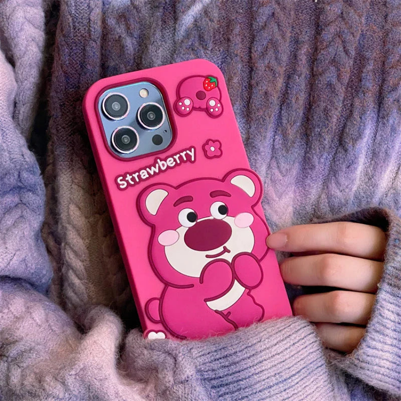 Cute Cartoon Strawberr Bear Phone Case For iPhone