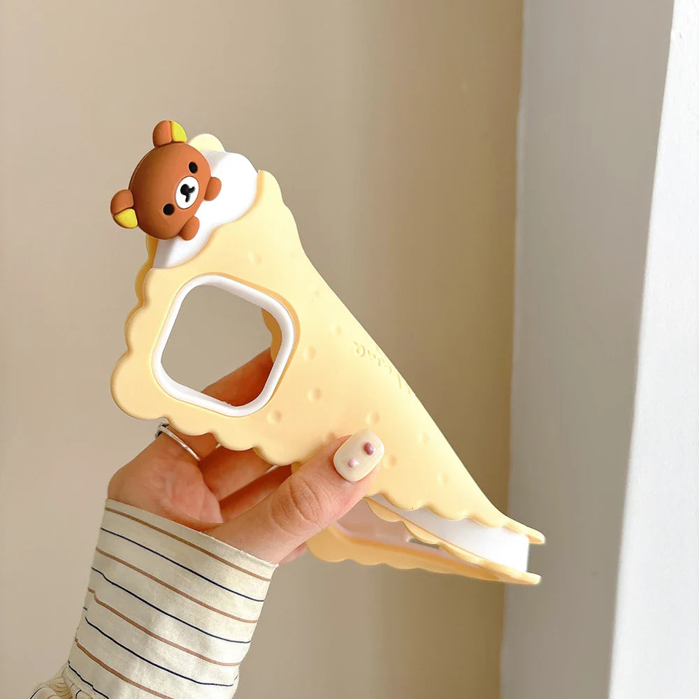 Funny Rilakkuma Bear Sandwich Biscuit Case Soft Silicone Phone Case