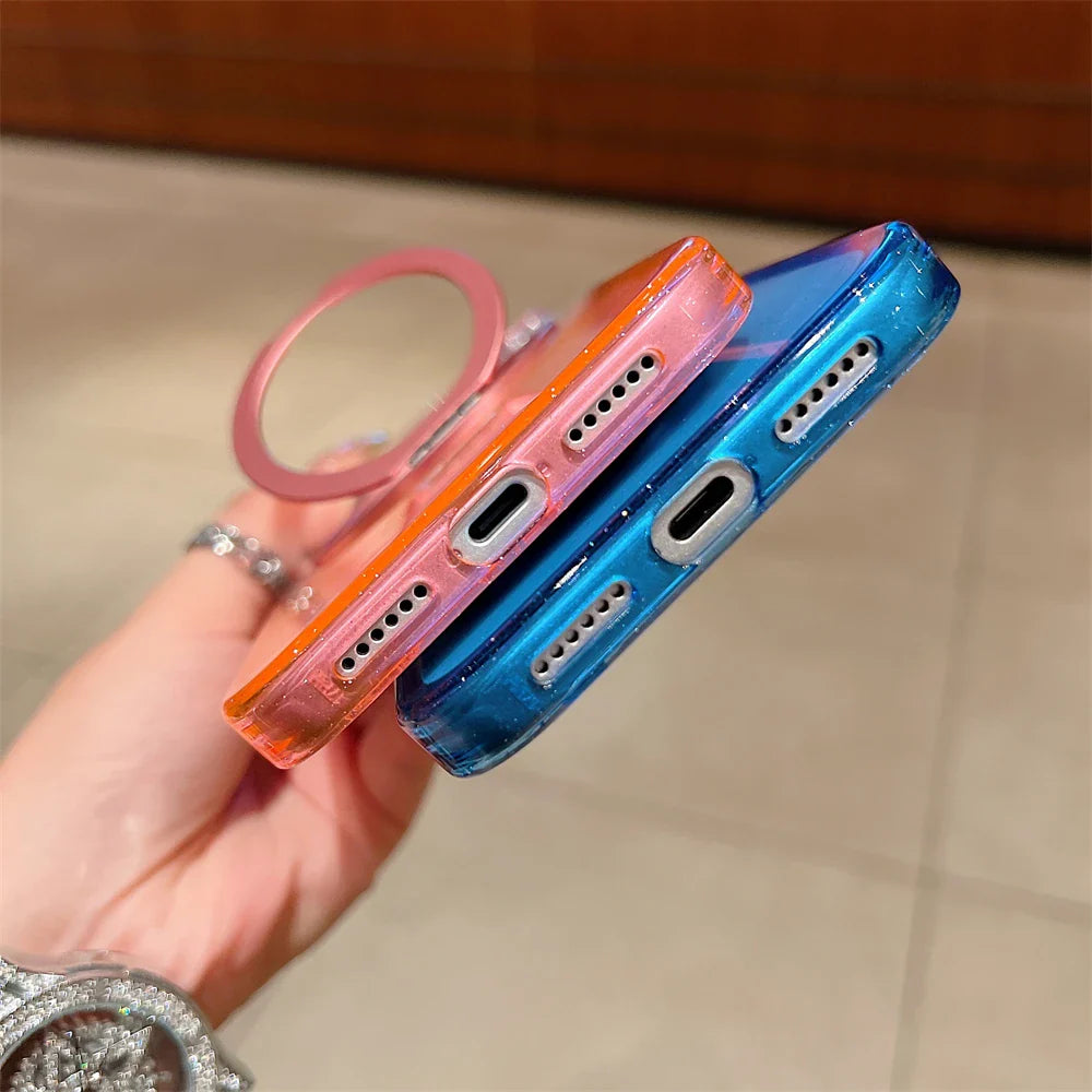 Transparent 360°Rotating Metal Holder Ring Bracket For Magsafe Magnetic Case For iPhone