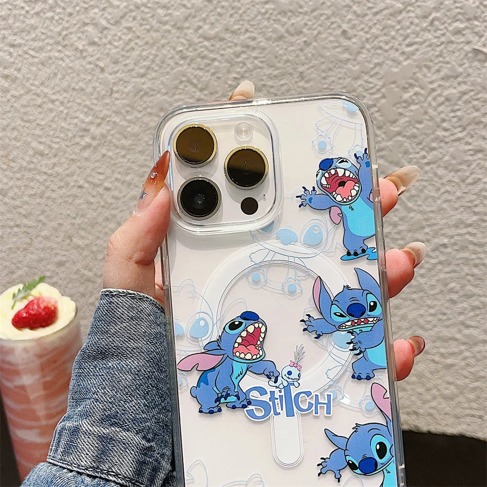 Funny Stitch Clear Magsafe Phone Case For iPhone