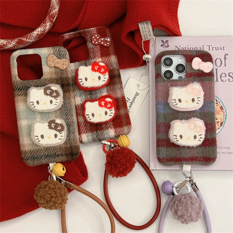 Fashion Winter Plaid Pattern Plush Phone Case For iPhone
