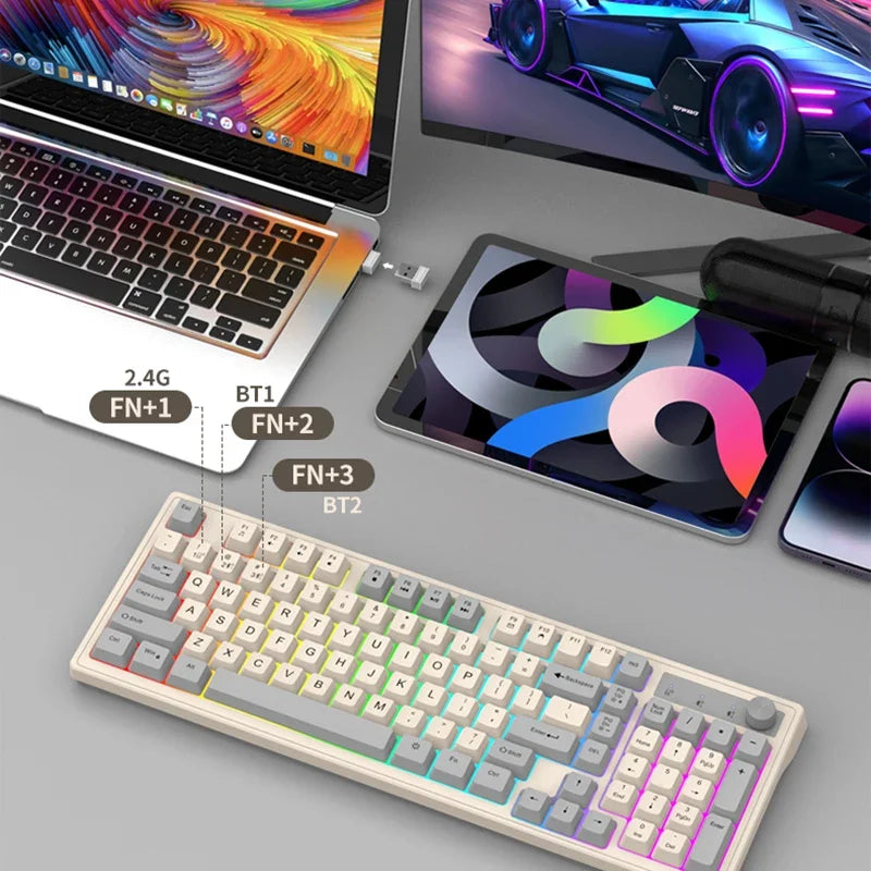 98-key Wireless Keyboard Rainbow Light