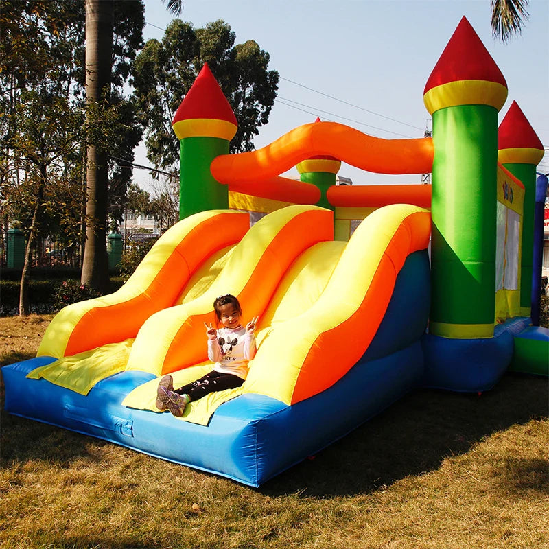 Kids Outdoor Play Castle with Trampoline & Obstacle Course