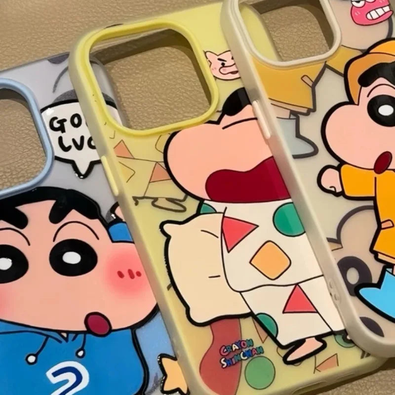 Kawaii Crayon Shin-chan iPhone Case Anime Sanding Shockproof For iPhone