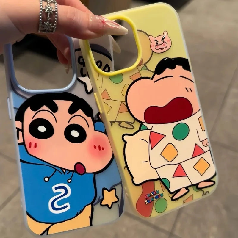Kawaii Crayon Shin-chan iPhone Case Anime Sanding Shockproof For iPhone
