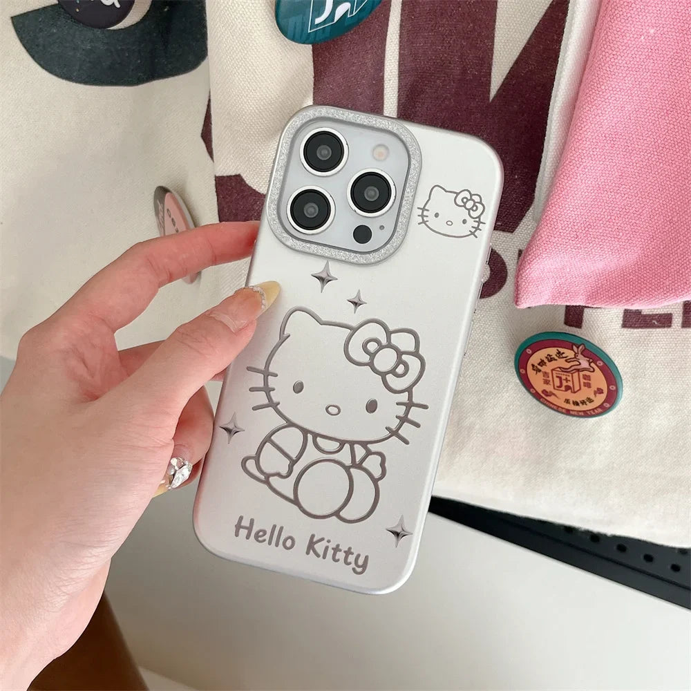 Luxury Glitter Hello Kitty Silver Phone Case For iPhone