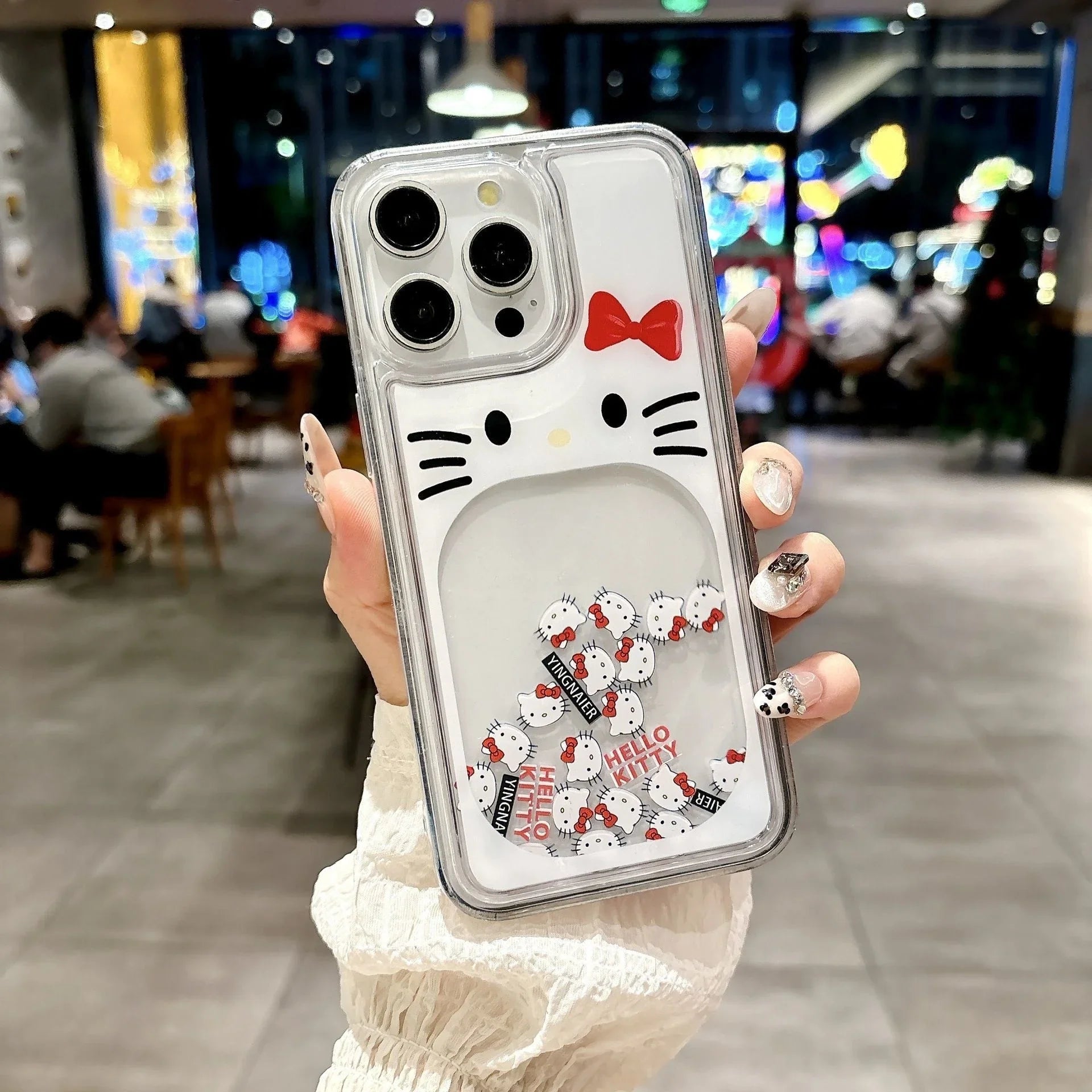 Kawaii Hello Kitty Quicksand Mobile Phone Soft Shell Simple Transparent Anime For For iPhone
