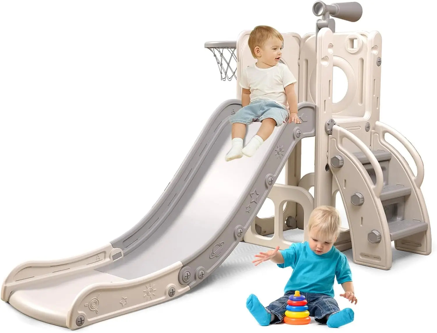 Toddler Playset with Slide and Basketball Hoop