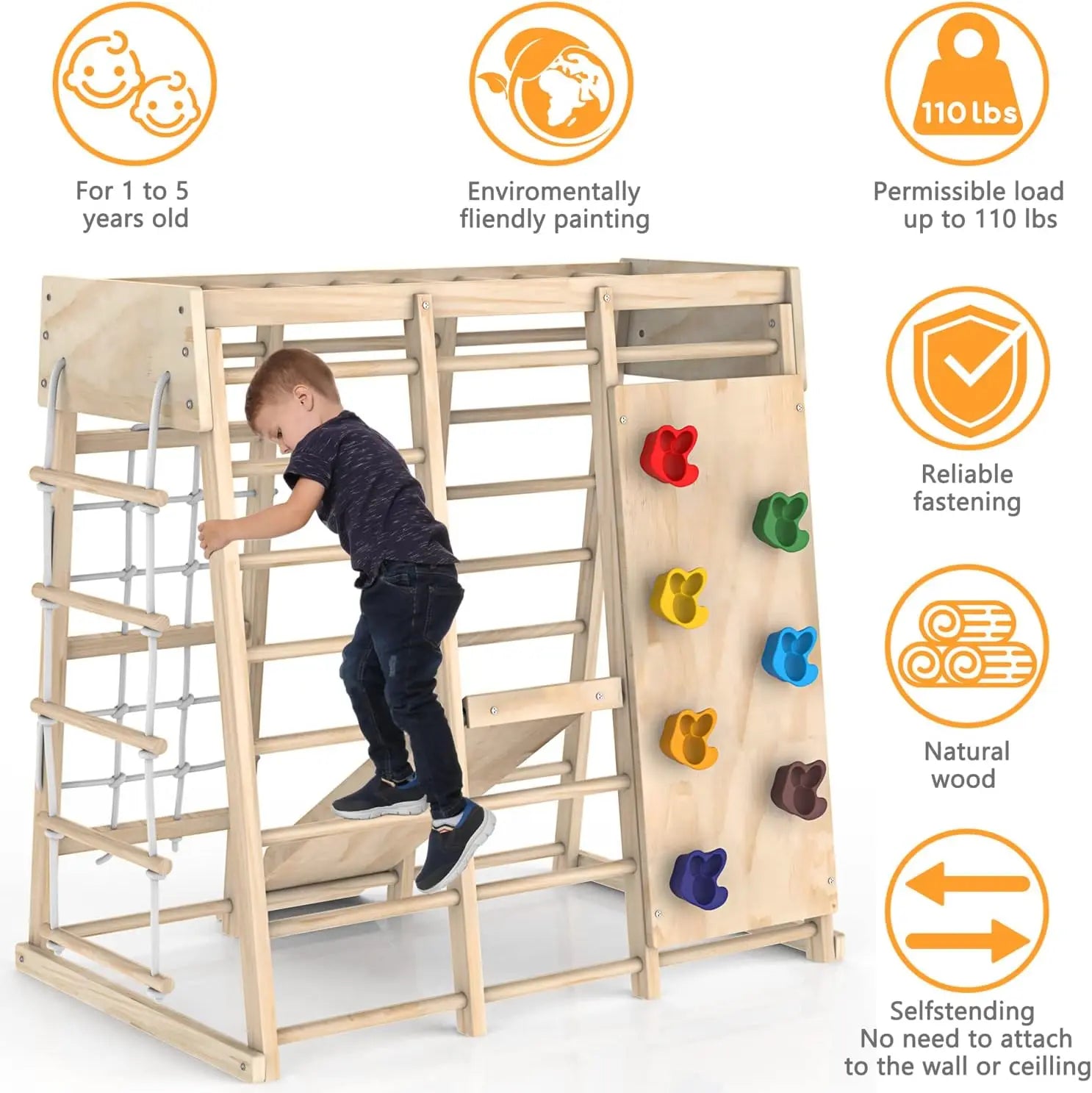 Indoor Jungle Gym for Kids – Climbing Playset with Slide and Foldable Design