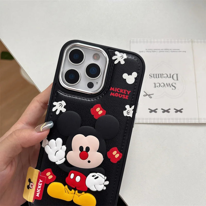 Kawaii Cartoon Mickey Leather Phone Case For iPhone