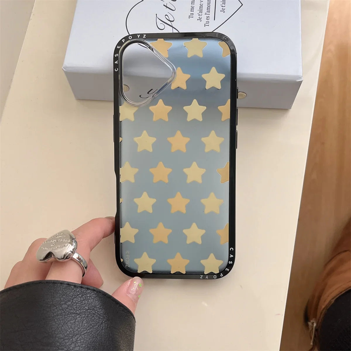 Cute New Yellow Five-Pointed Star Bracket Lanyard Phone Case For iPhone