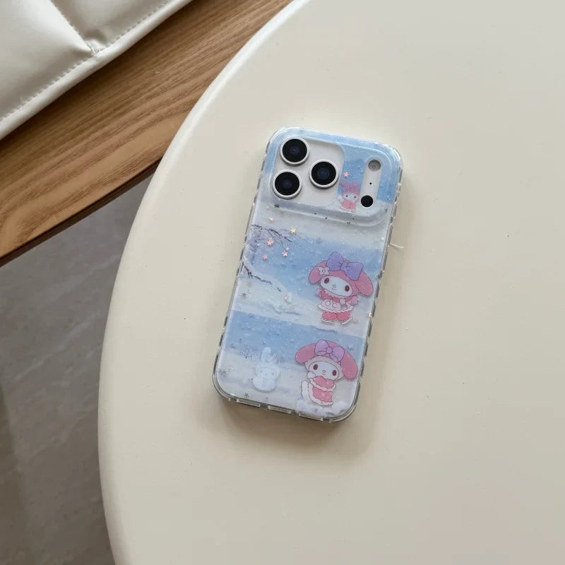 Winter luxury Cute snowfield My Melody Sparkling phone Case For iPhone