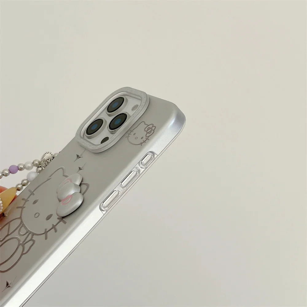 Luxury Glitter Hello Kitty Silver Phone Case For iPhone