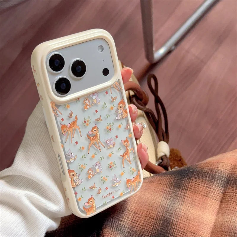 Fashion Cute Flower Little Deer Phone Case For iPhone