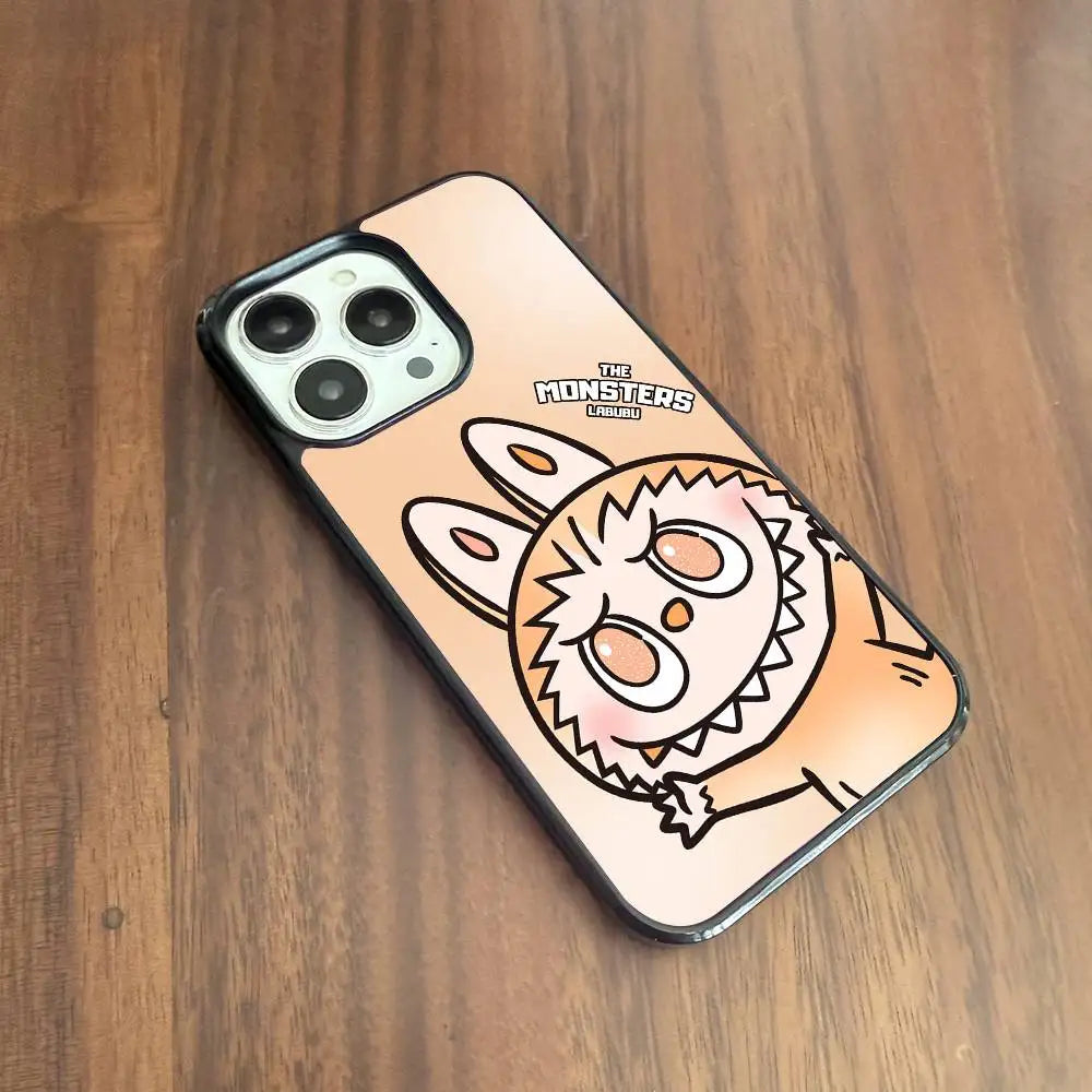 Cute Cartoon LABUBU Orange Phone Case Suitable For iPhone