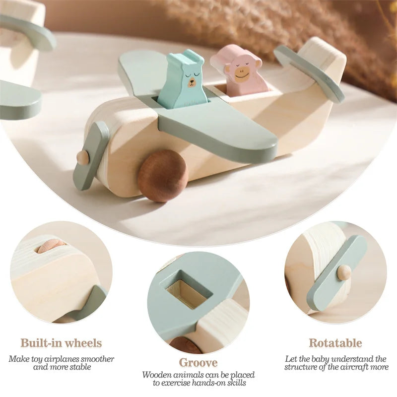 Wooden Airplane Toy – Educational Wooden Plane Model for Kids
